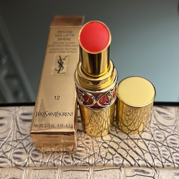 NIB! YSL Rouge Volupte Shine Lipstick In Color #12 Corail Incandescent. - Picture 1 of 10